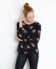 Hemden - Zwarte blouse met rozenprint