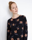 Hemden - Zwarte blouse met rozenprint