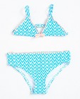 Blauwe bikini met print + strikjes - null - JBC