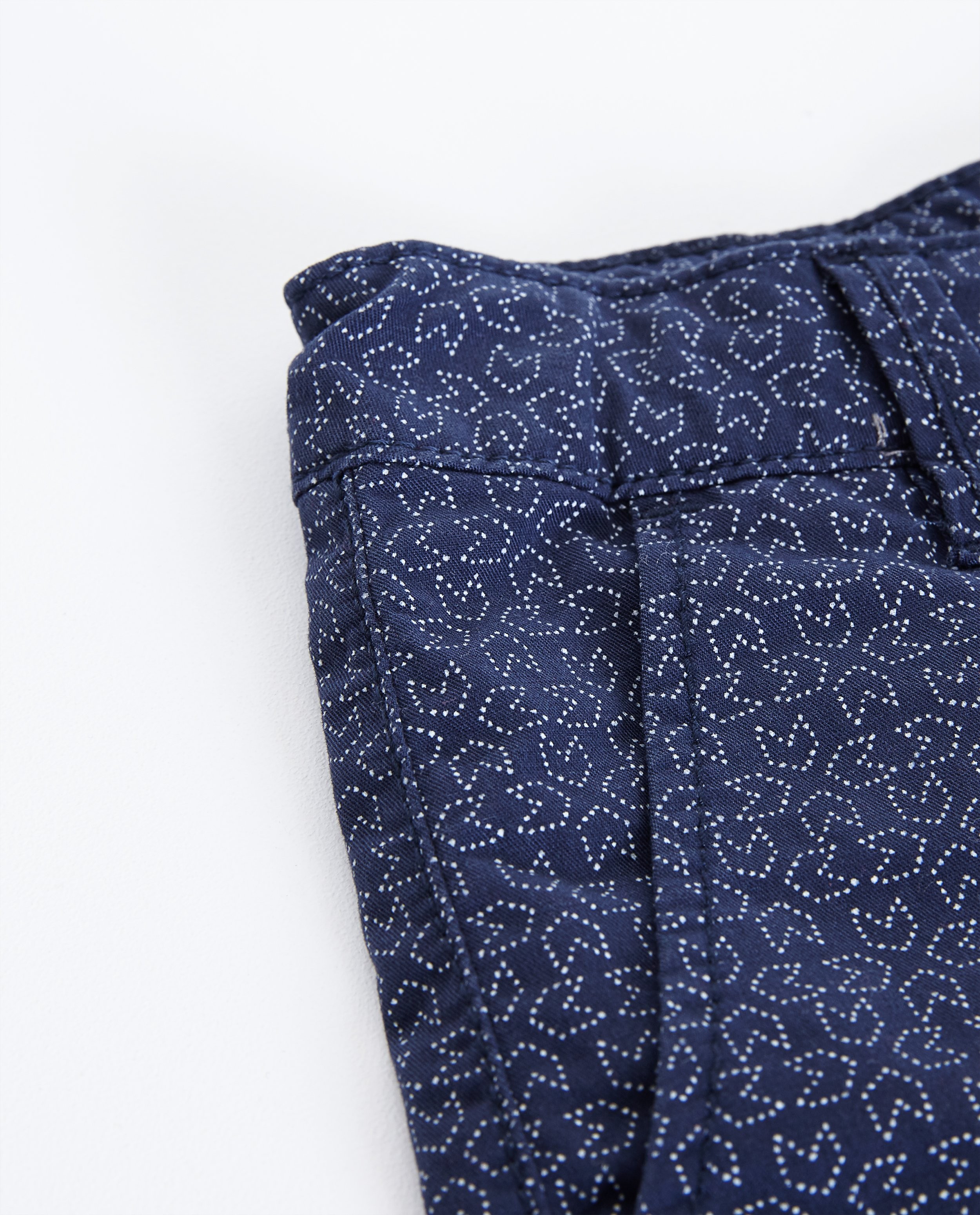Shorts - Donkerblauwe chinoshort met print
