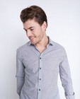 Hemden - Grijs gestreept hemd met klaverprint