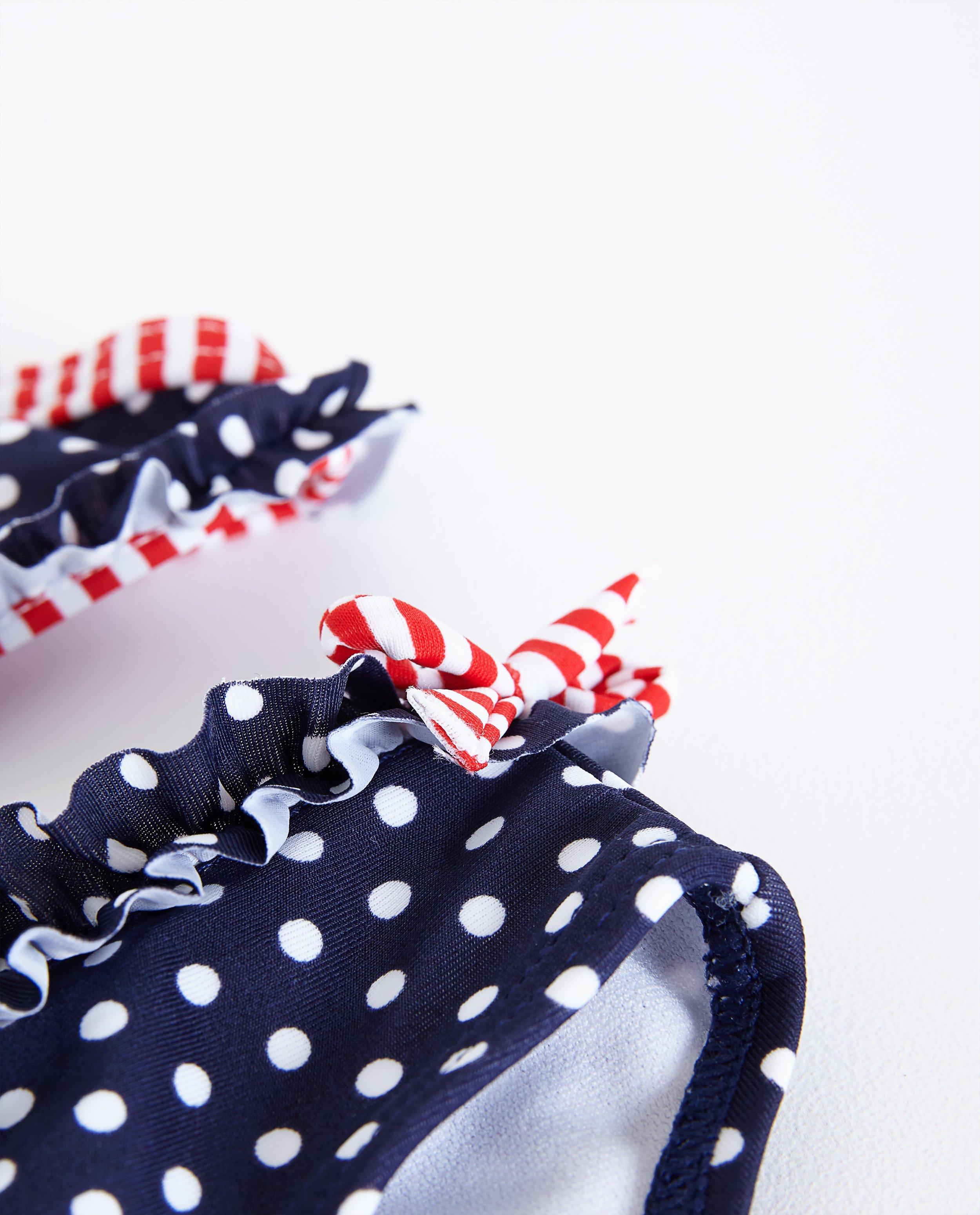Zwemkleding - Donkerblauwe bikini met polkadots