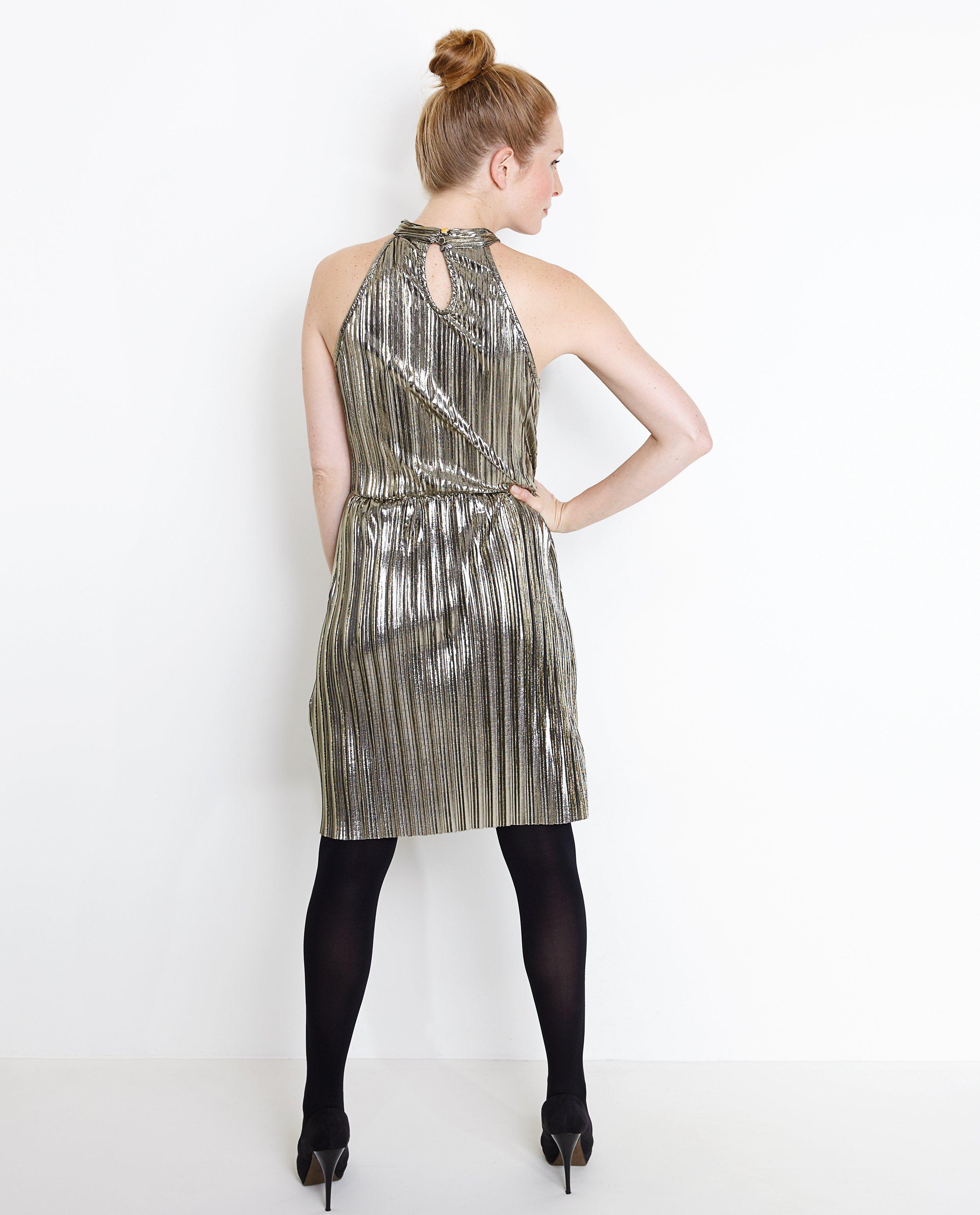 Kleedjes - Metallic plissé jurk
