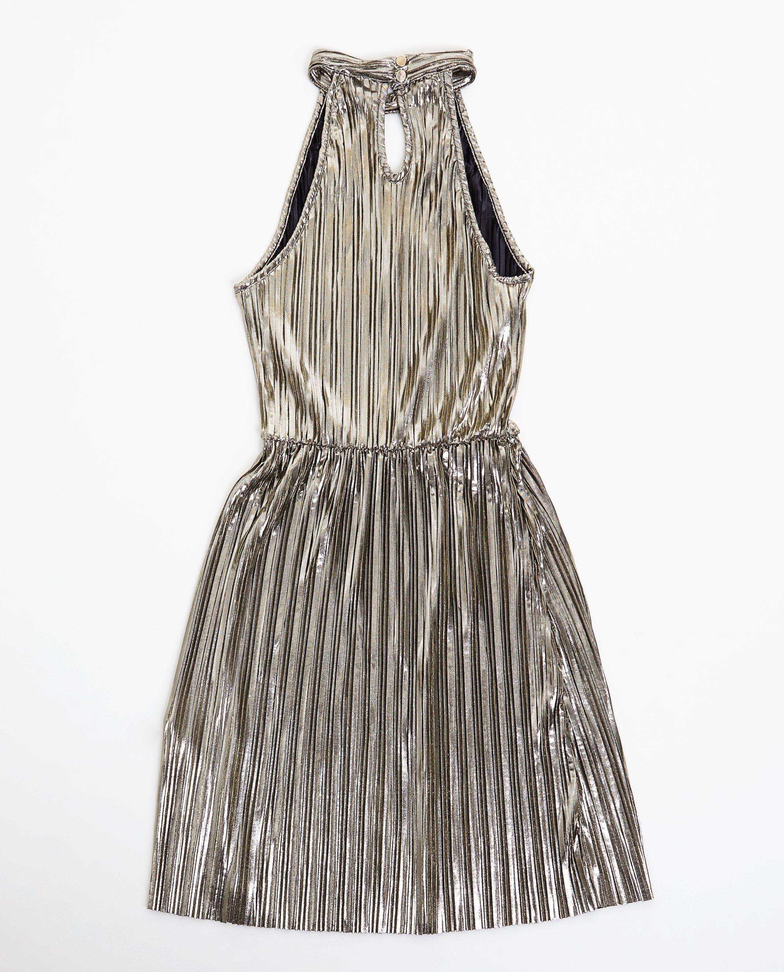 Kleedjes - Metallic plissé jurk