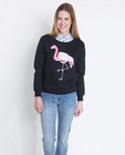 Sweaters - Zwarte sweater met flamingo Youh!