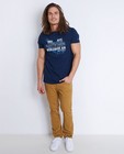Donkerblauw T-shirt met reliëfprint - null - Tim Moore
