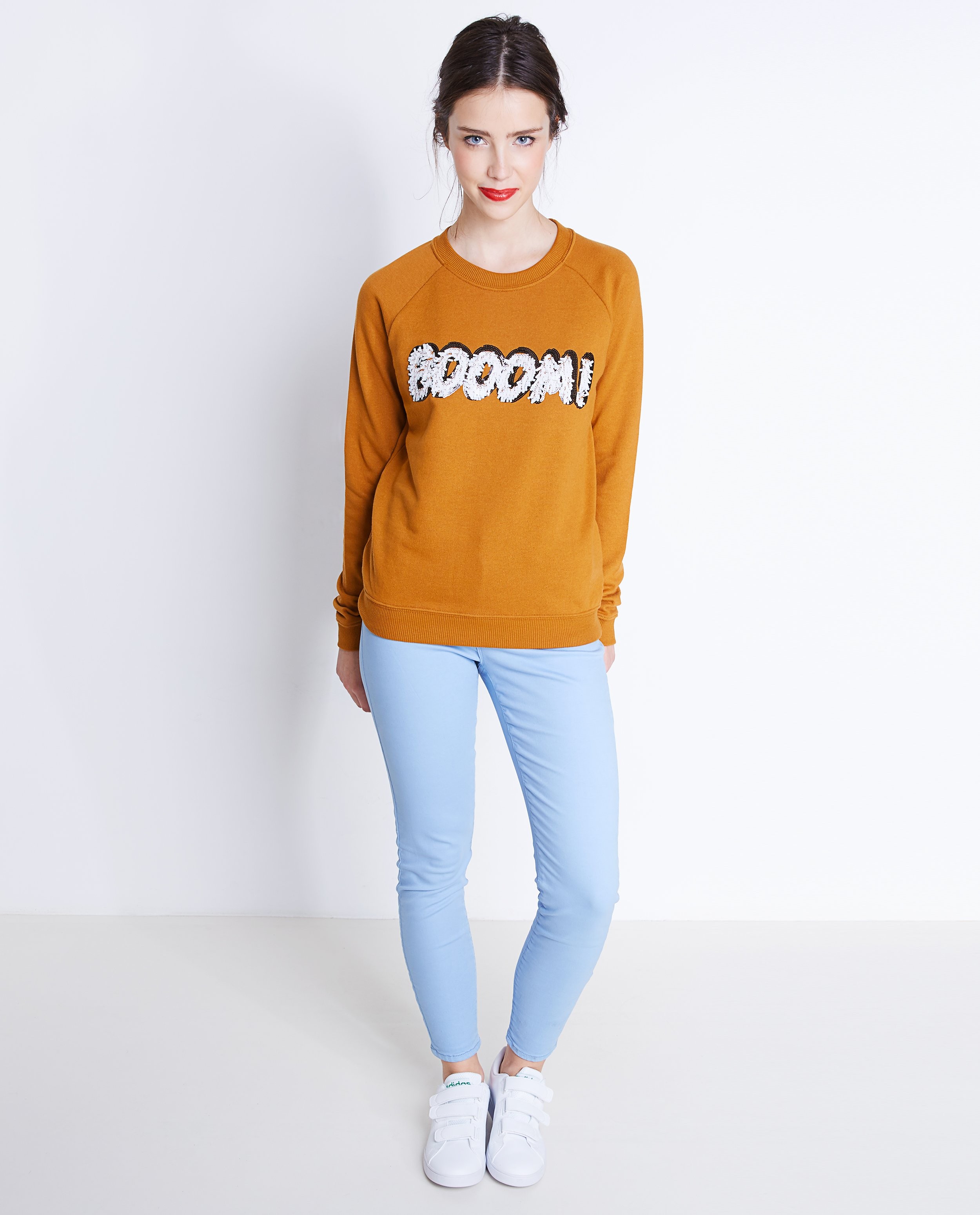 Donkerroze sweater met patches - null - Groggy
