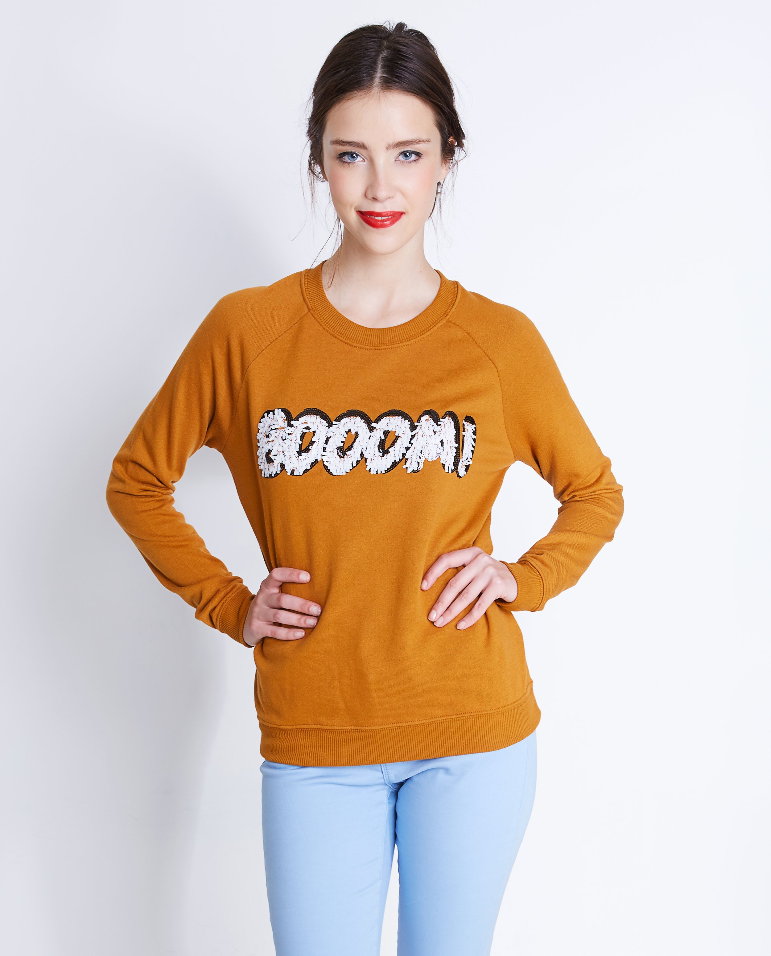 Sweaters - Donkerroze sweater met patches