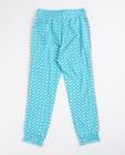 Pantalons - Turkooisblauwe broek, zigzagmotief