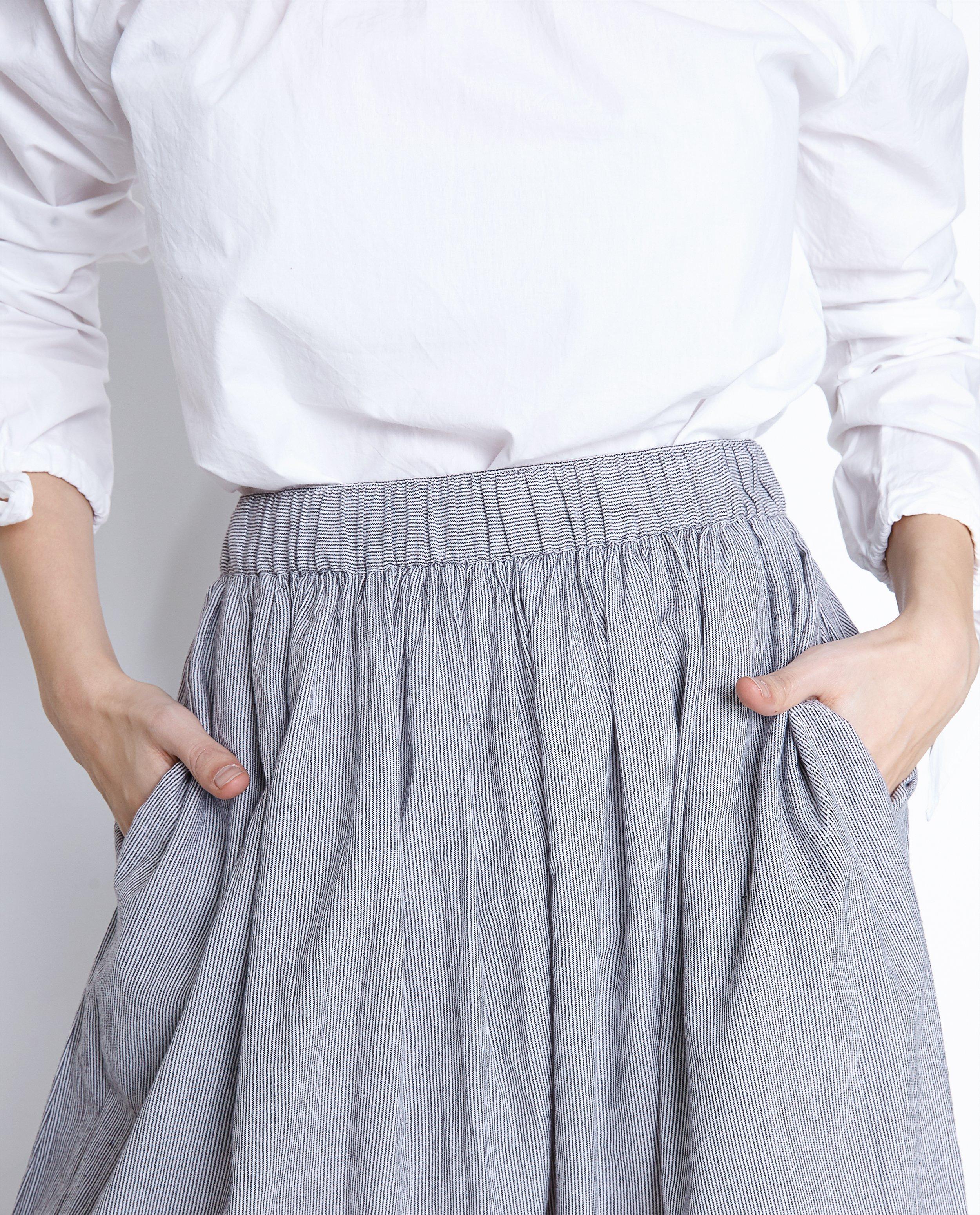 Rokken - Blauw-wit gestreepte lange rok