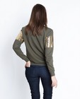 Sweats - Kaki sweater met gouden pailletten