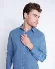 Hemden - Donkerblauw hemd van een linnenmix