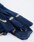 Breigoed - Marineblauwe sjaal met verenprint