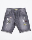 Grijze jeansshort met patches - null - JBC