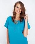 Hemden - Turkooisblauwe blouse met rugdetail
