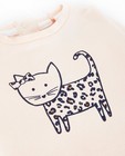 T-shirts - Lichtroze longsleeve met kattenprint