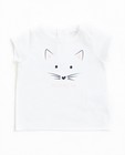 Wit T-shirt met print van een kat - null - Newborn 50-68