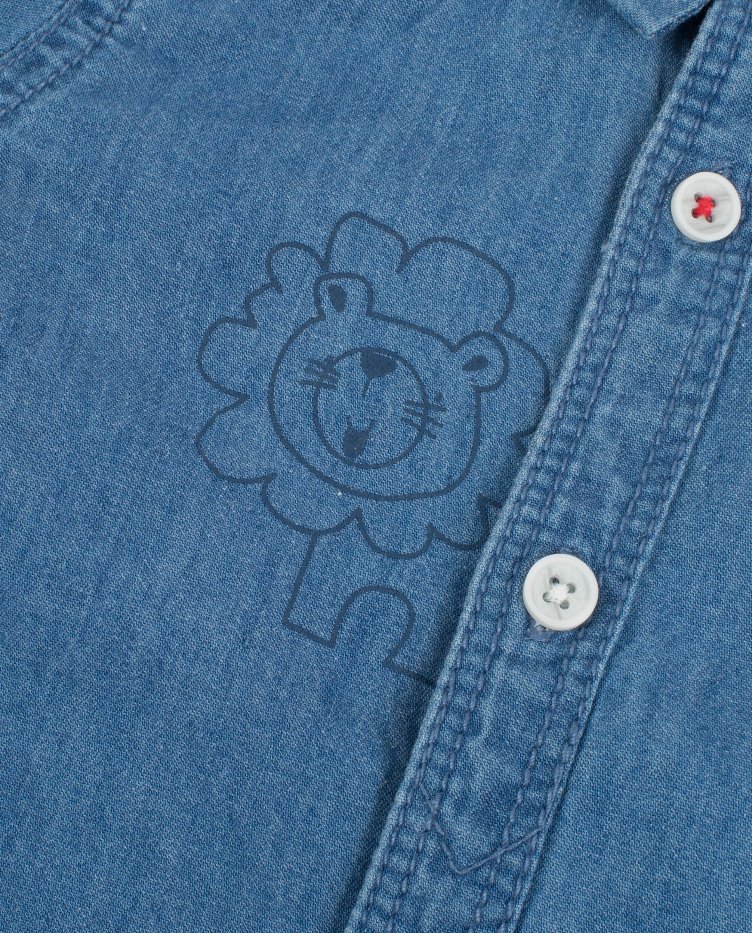 Hemden - Jeanshemd met print van een leeuw