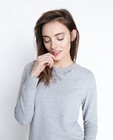 Sweaters - Lichtgrijze sweater met sierstenen
