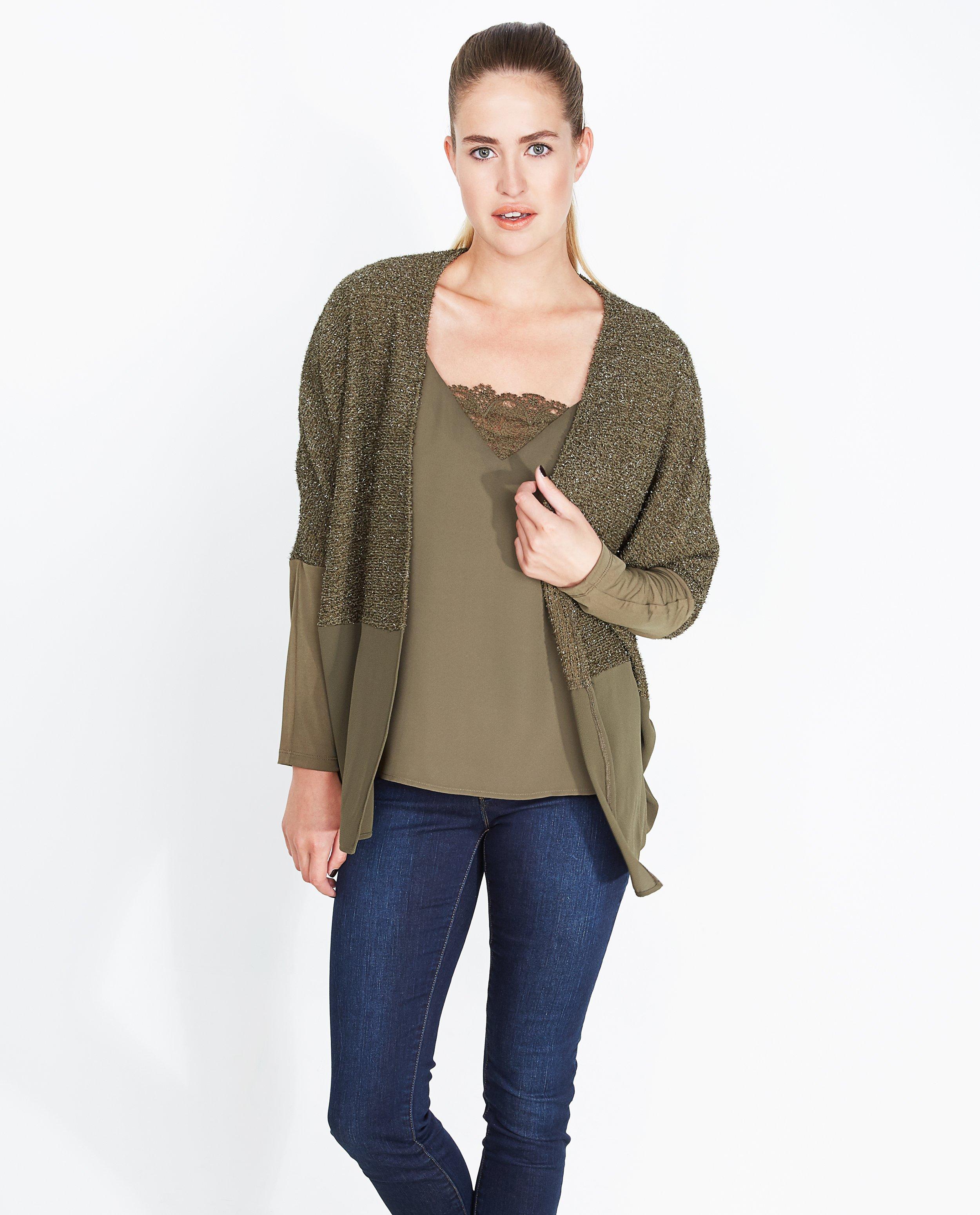 Cardigan - Zwart harig vest met glitterdraad