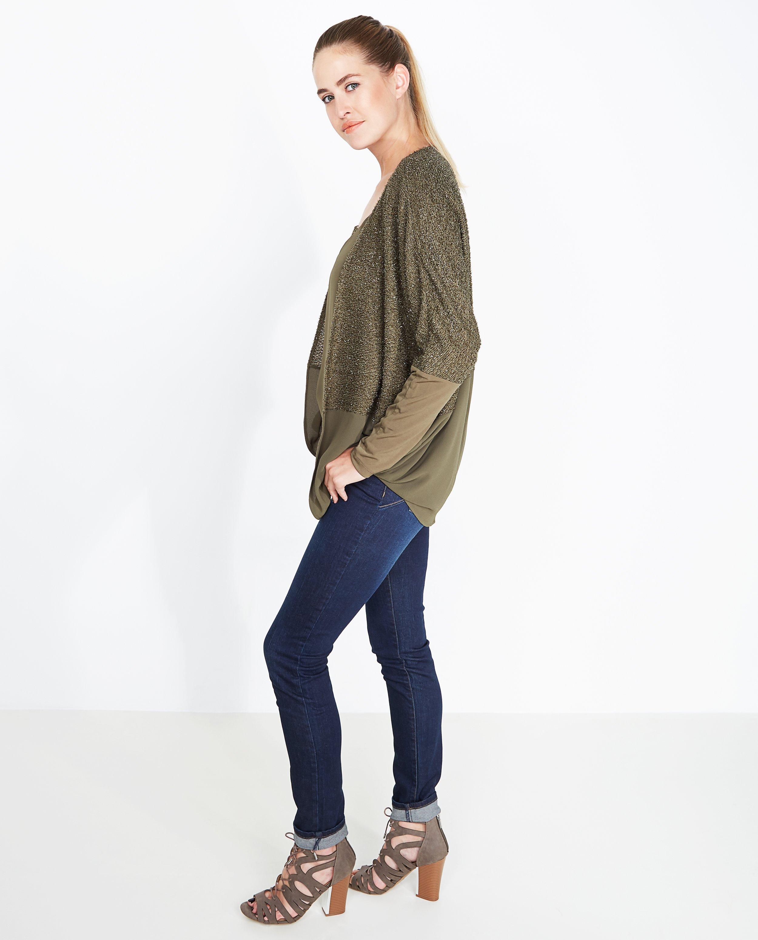 Cardigan - Zwart harig vest met glitterdraad