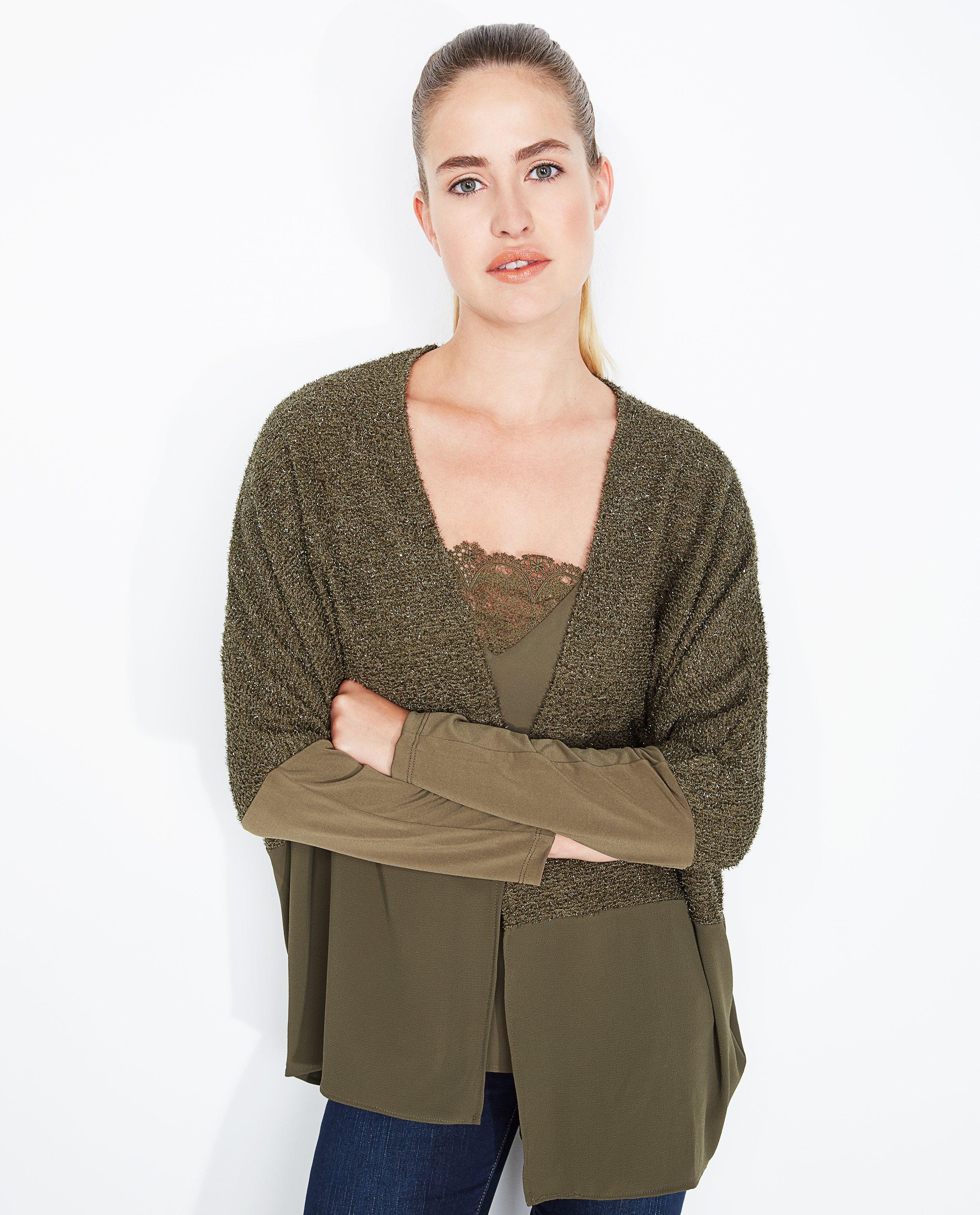 Cardigan - Zwart harig vest met glitterdraad