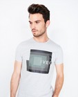 T-shirts - Lichtgrijs T-shirt met reliëfprint