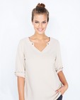 T-shirts - Zandkleurige blouse met glitterprint