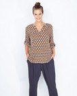 Caramel blouse met retroprint - null - Lena Lena