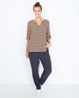 Hemden - Caramel blouse met retroprint