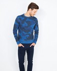 Sweaters - Blauwe sweater met camouflageprint