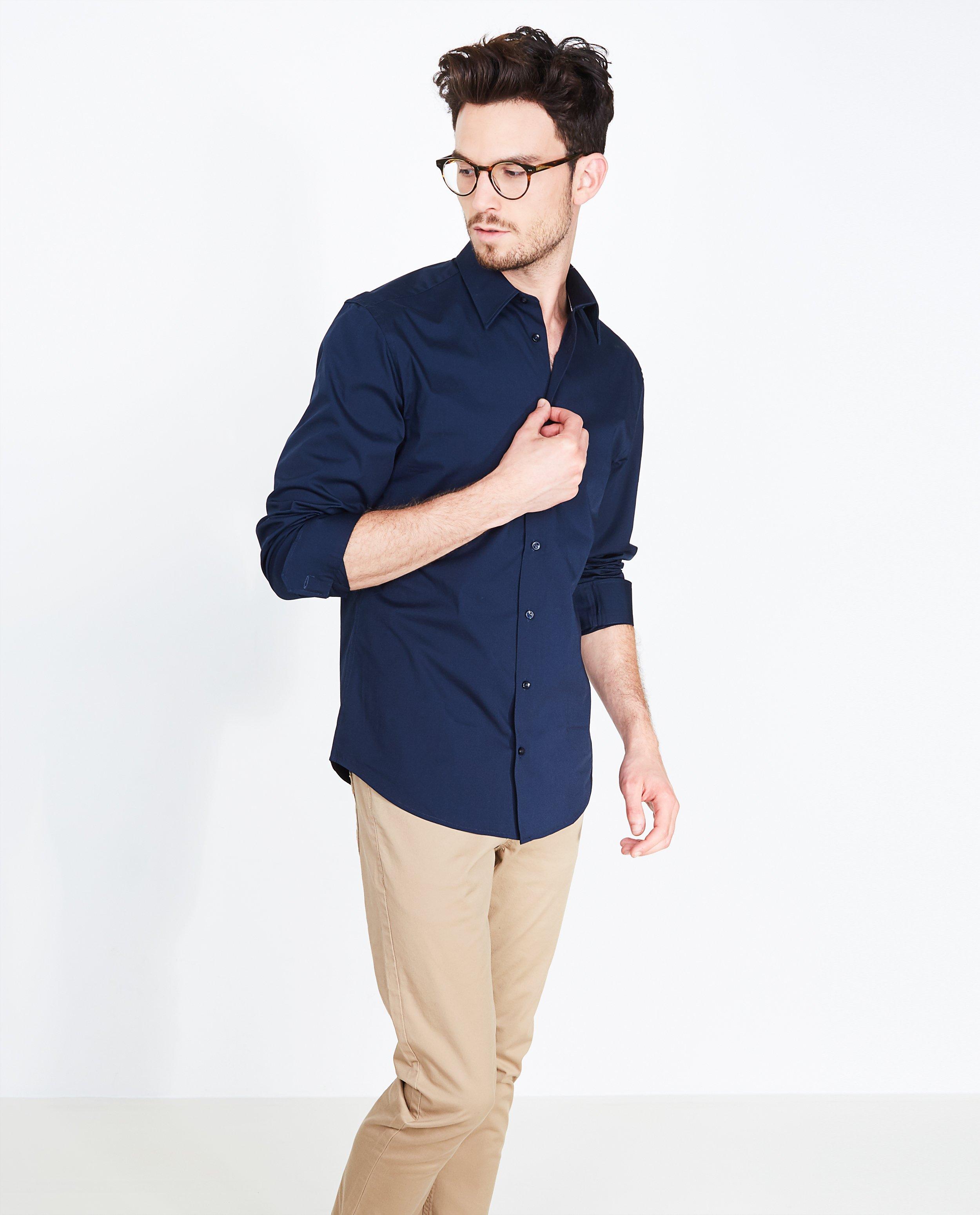 Chemise bleu marine unie - slim fit - Iveo