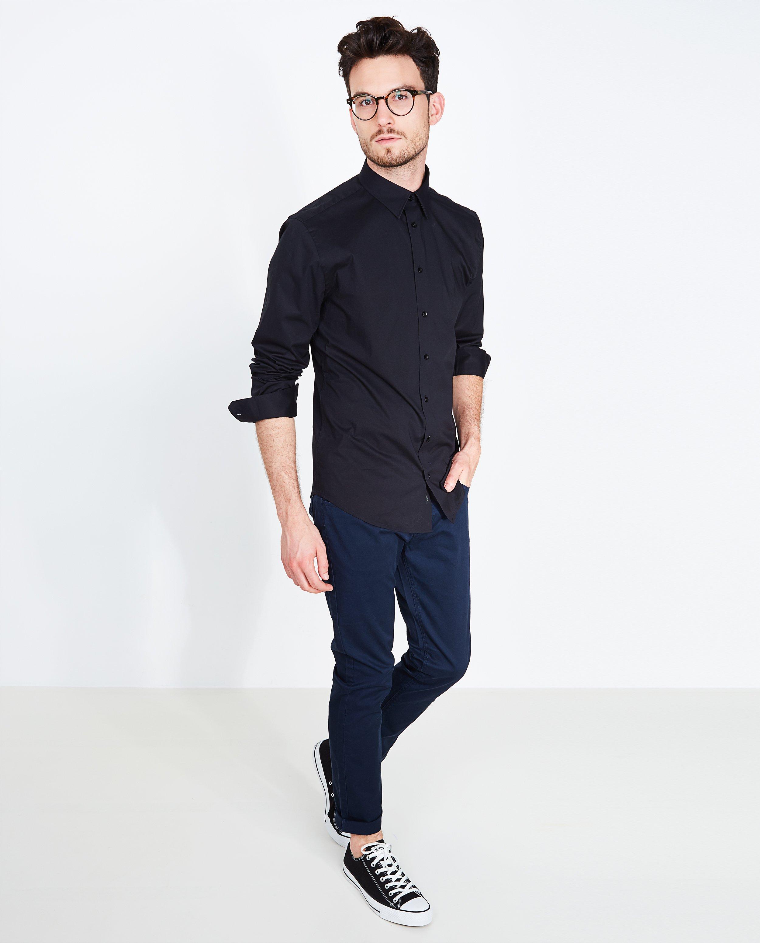 Zwart effen hemd - Product Detail - zwart - afbeelding nummer 1