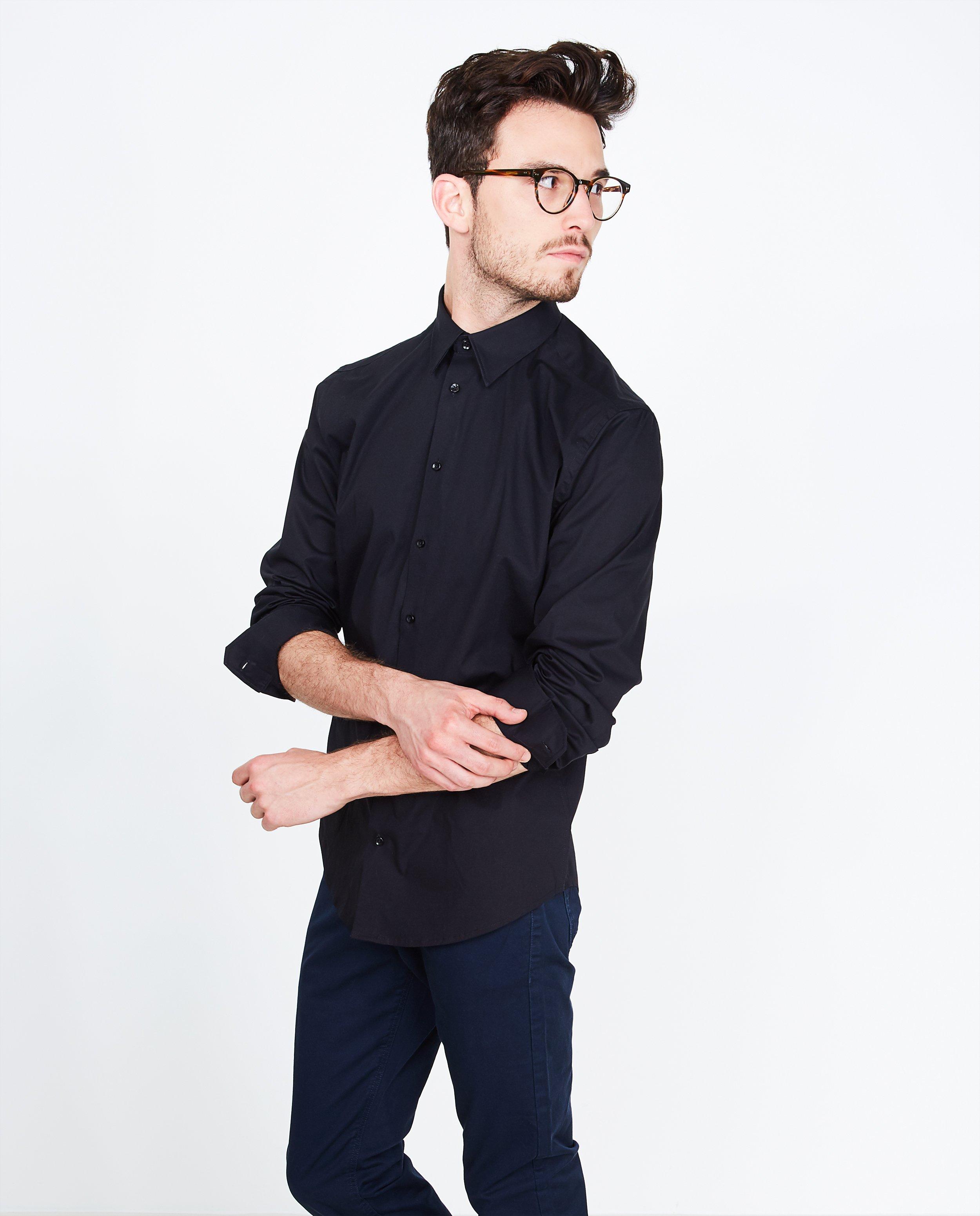 Zwart effen hemd - Product Detail - zwart - afbeelding nummer 2