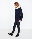 Winterjassen - Donkerblauwe mantel met imitatiebont