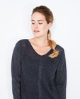 Truien - Kaki trui van luxebreigoed met lurex