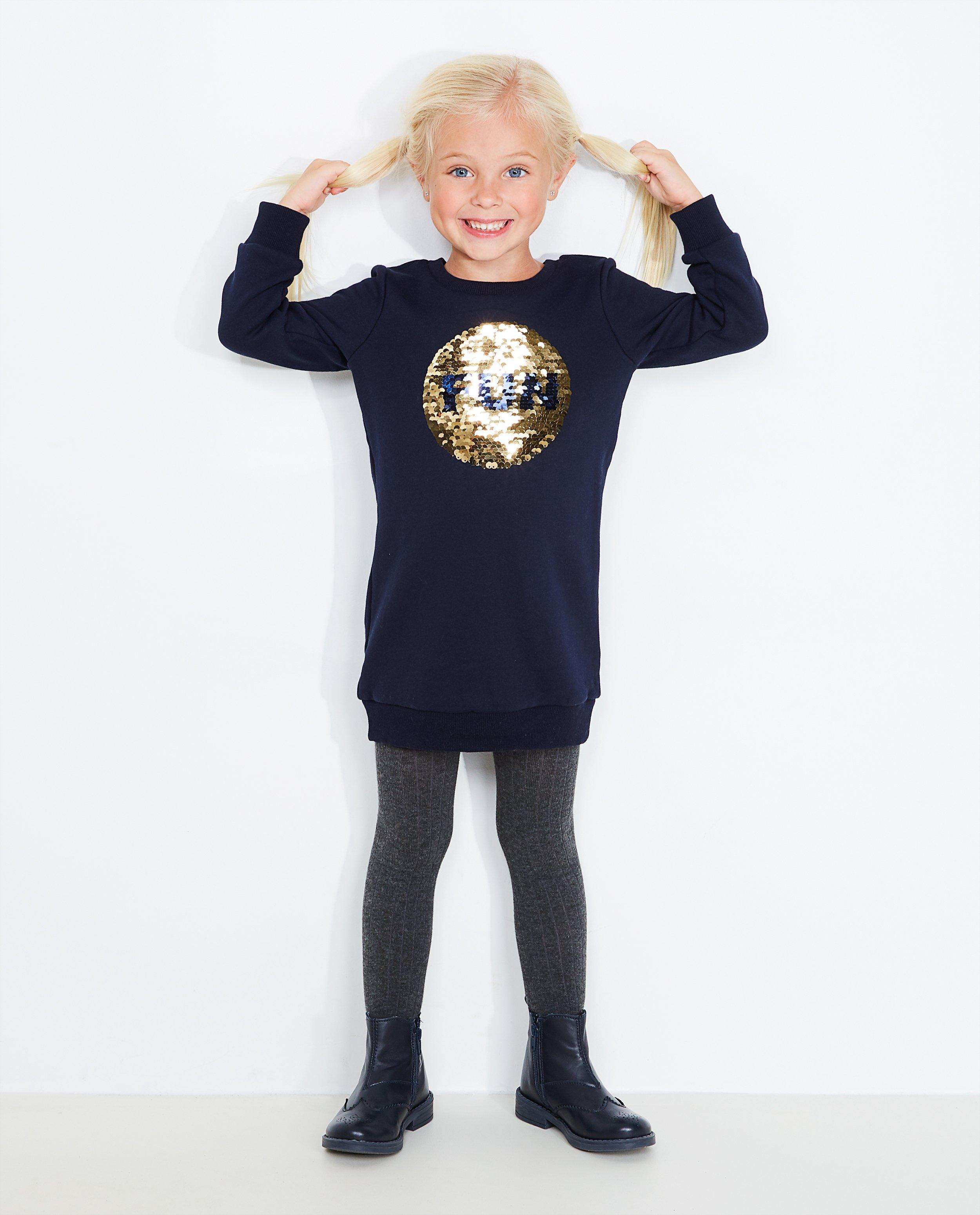 Grijze sweatjurk met pailletten - null - JBC