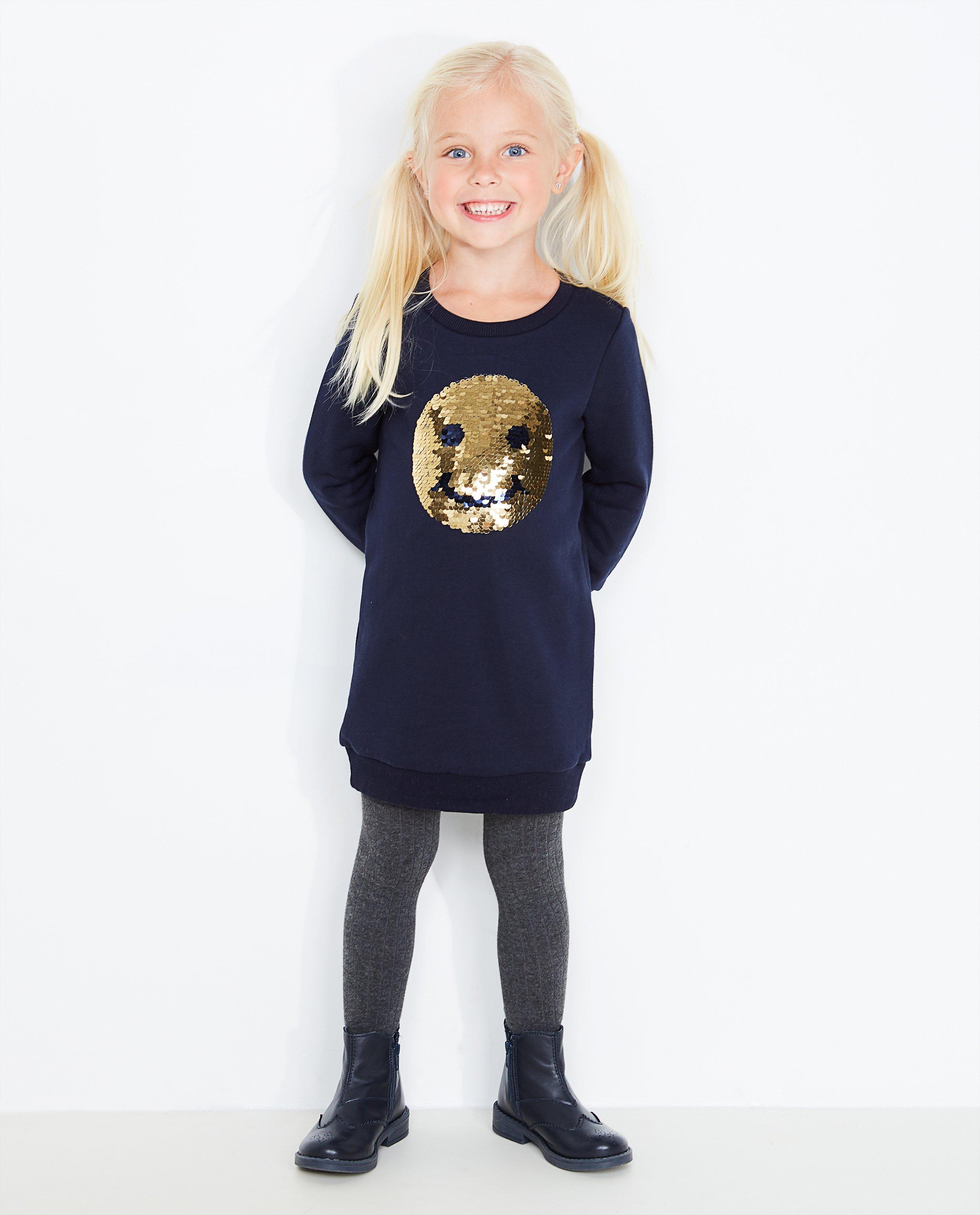 Kleedjes - Grijze sweatjurk met pailletten