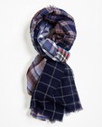 Wollen sjaal met ruiten - van een blauwe kleurenmix - JBC