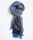 Blauwe sjaal met franjes - van een wolmix - JBC