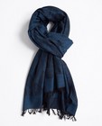 Blauwe sjaal met franjes - en subtiel dessin - JBC
