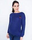 Pulls - Donkerblauwe trui met broches