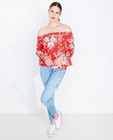 Lichtrode blouse met florale print - null - Sora