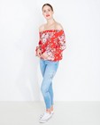 Hemden - Lichtrode blouse met florale print