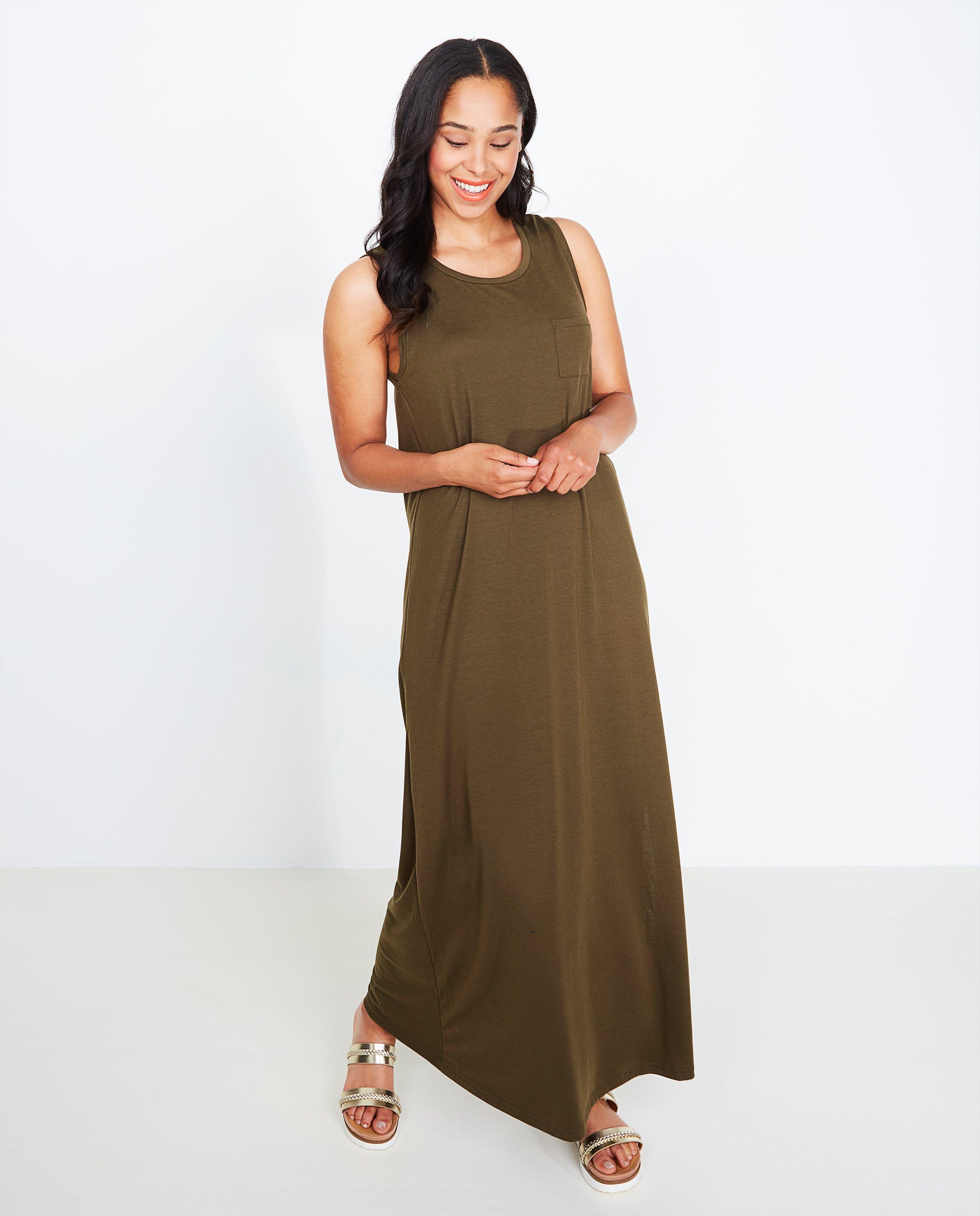 Kaki stretchy maxi-jurk - Product Detail - khaki - afbeelding nummer 2