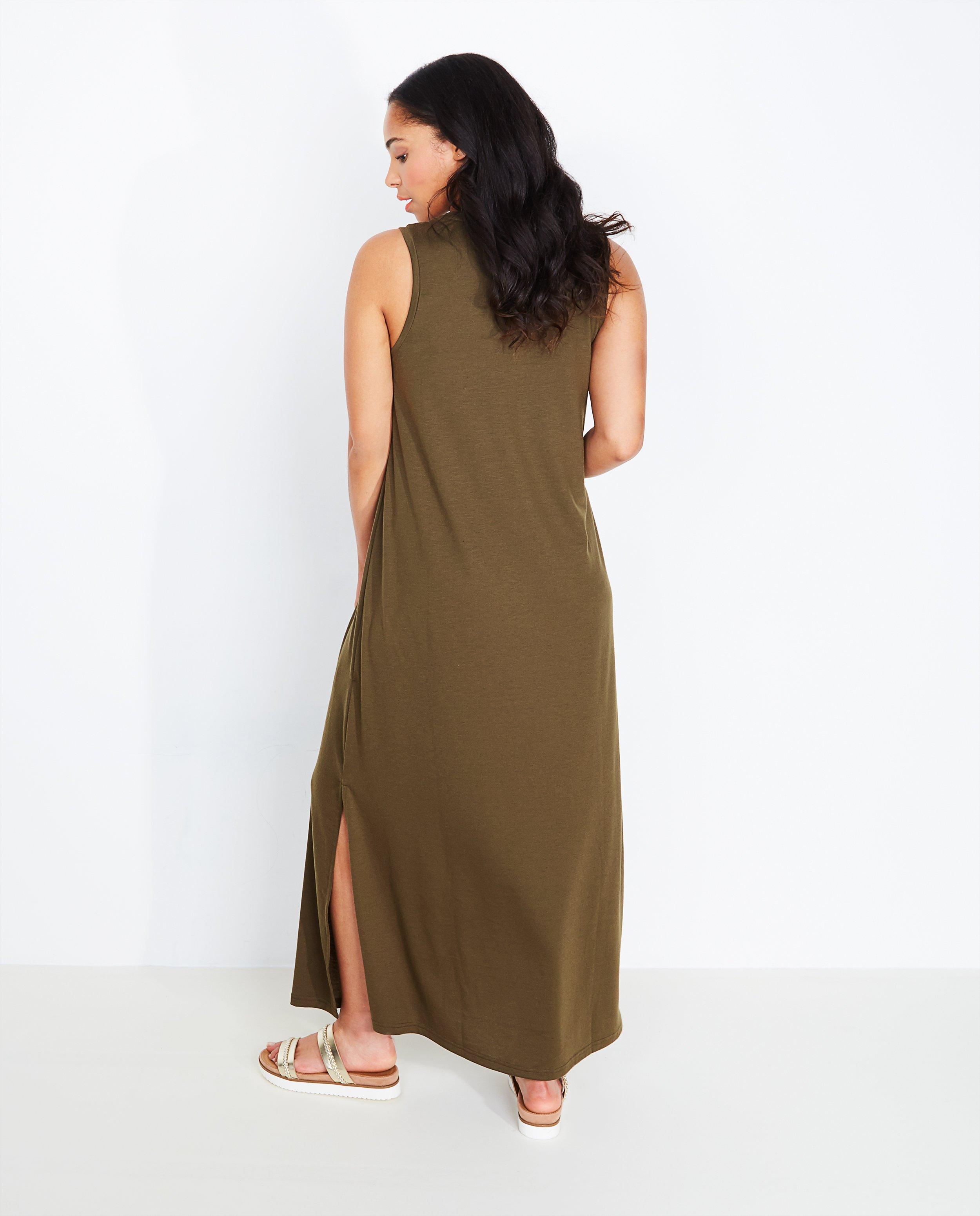 Kaki stretchy maxi-jurk - Product Detail - khaki - afbeelding nummer 3