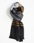 Grijze warme sjaal - met blokstrepen - Iveo