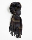 Donkergrijze warme sjaal - met strepen in beige en bruin - Tim Moore