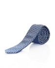 Cravate en soie bleue - avec un motif fleuri piqué - Iveo