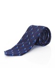 Cravate bleu nuit en soie - avec un imprimé de perroquets - Iveo